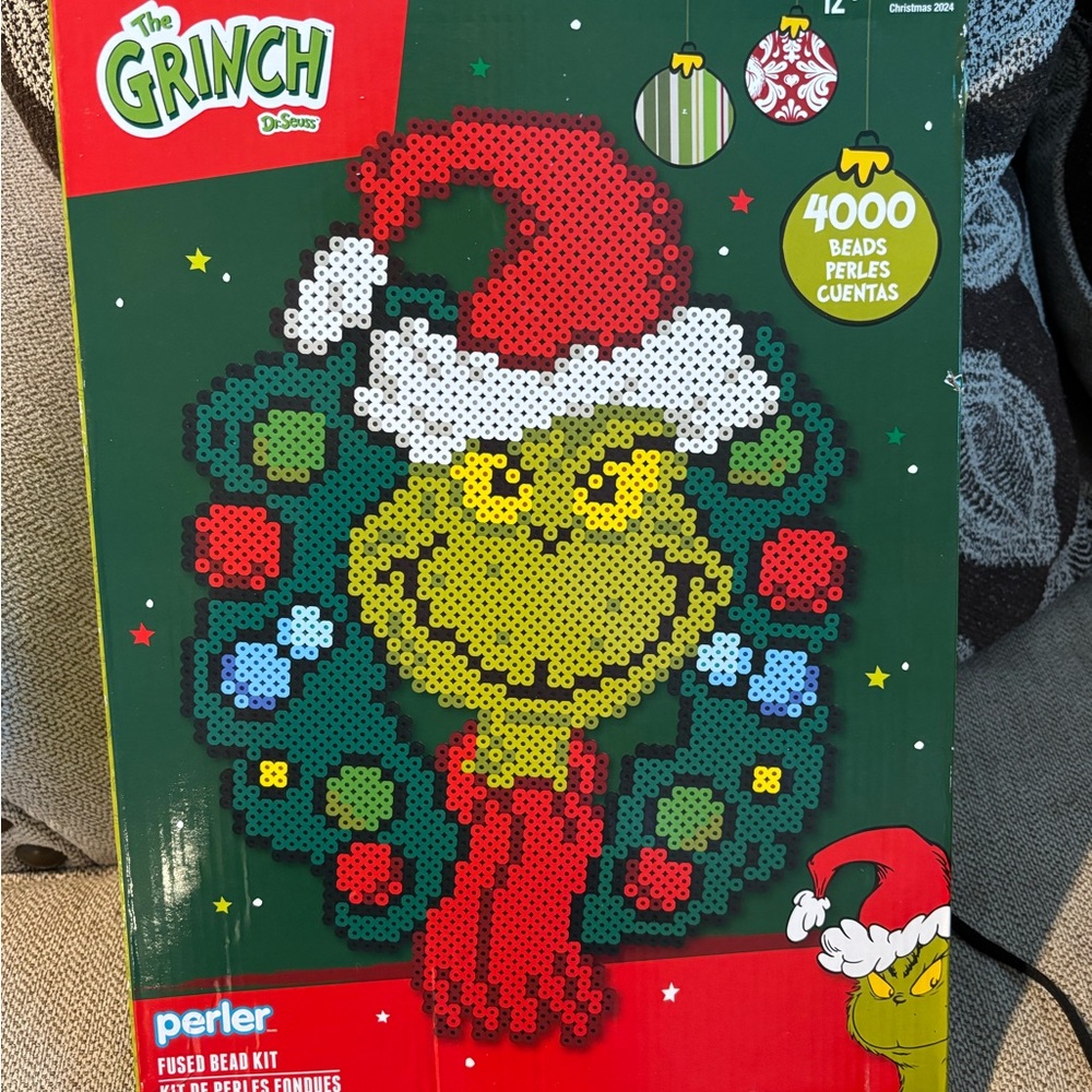 The Grinch Perler Bead Kit with Santa Hat